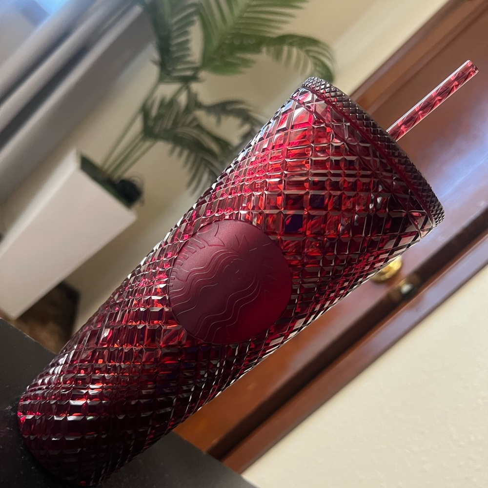 Maroon/Burgundy Red Jeweled Starbucks Cup